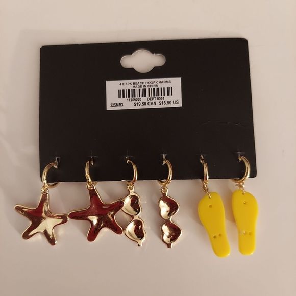 Torrid BEACH MINI HOOP CHARMS SET OF 3 - GOLD TONE - Picture 2 of 3